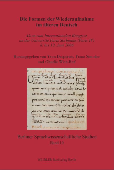 Die Formen der Wiederaufnahme im älteren Deutsch
